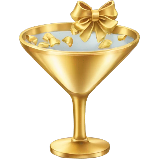 gold martini glass with tiny gold bows emoji