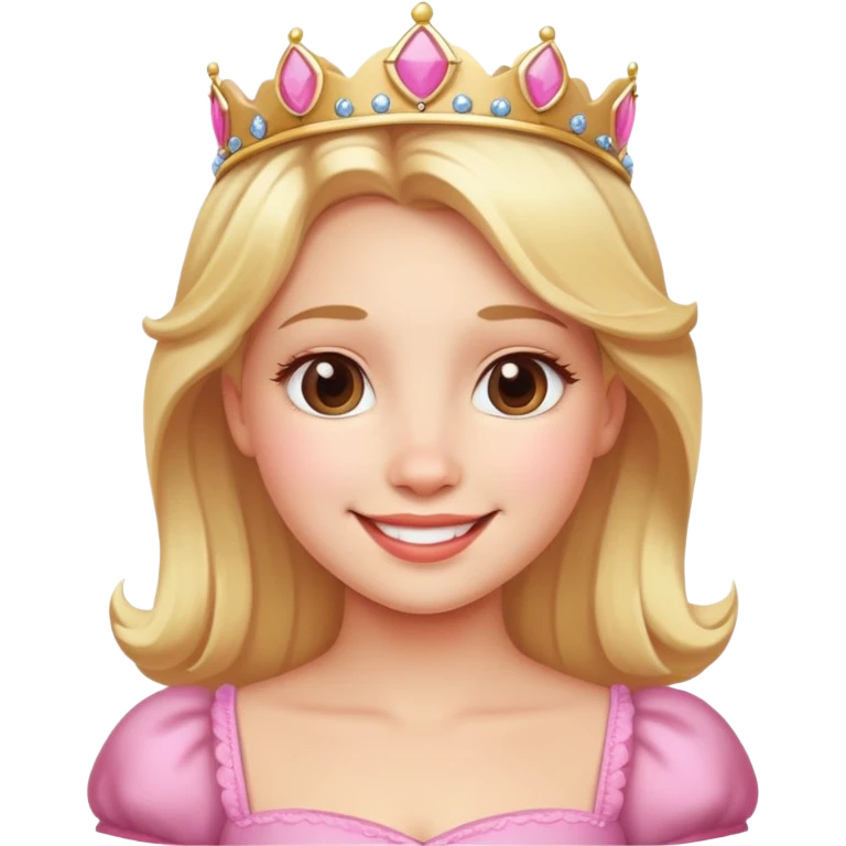 principessa bionda con guance rosse e sorriso emoji