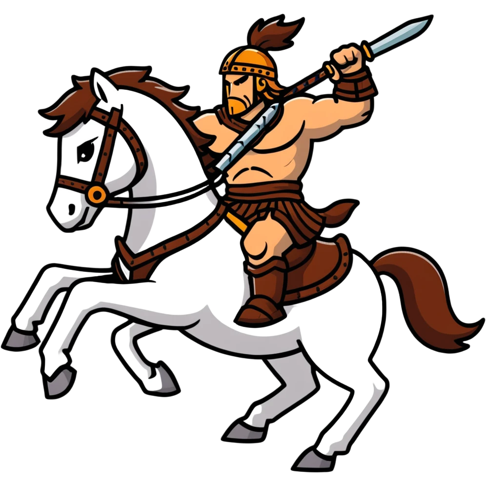 retro arcade barbarian warrior riding battle horse emoji