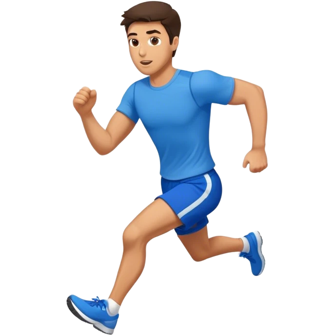 brunette fit man with blue shorts running very fast emoji