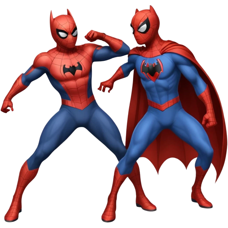 fusion of Batman and Spiderman, superhero mashup, dynamic pose, iconic elements from both characters, no text emoji