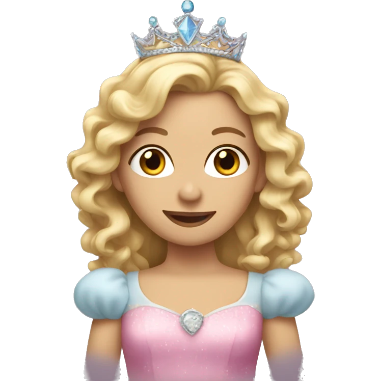 woman with long curly blonde hair wearing a princess dress and a tiara  emoji