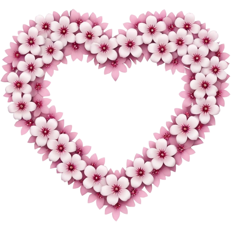 goth sakura heart, heart made of white sakura petals with pink accents emoji