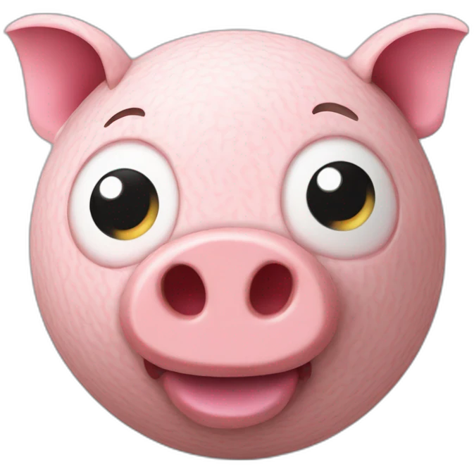 3d sphere with a cartoon Pig skin texture with big childish eyes emoji