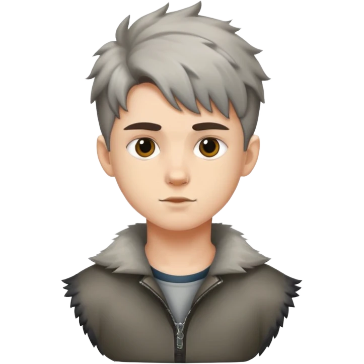 Boy with wolf cut hair emoji