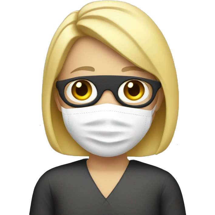 teacher with blonde bob wearing a sick mask emoji