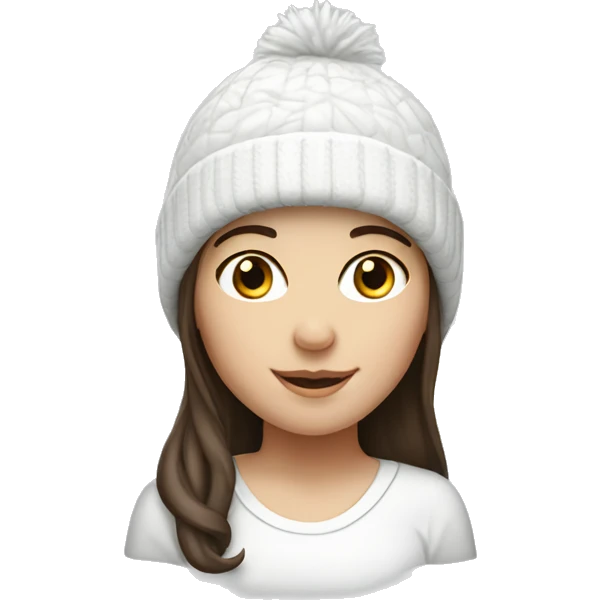 brunette white girl with white winter hat  emoji