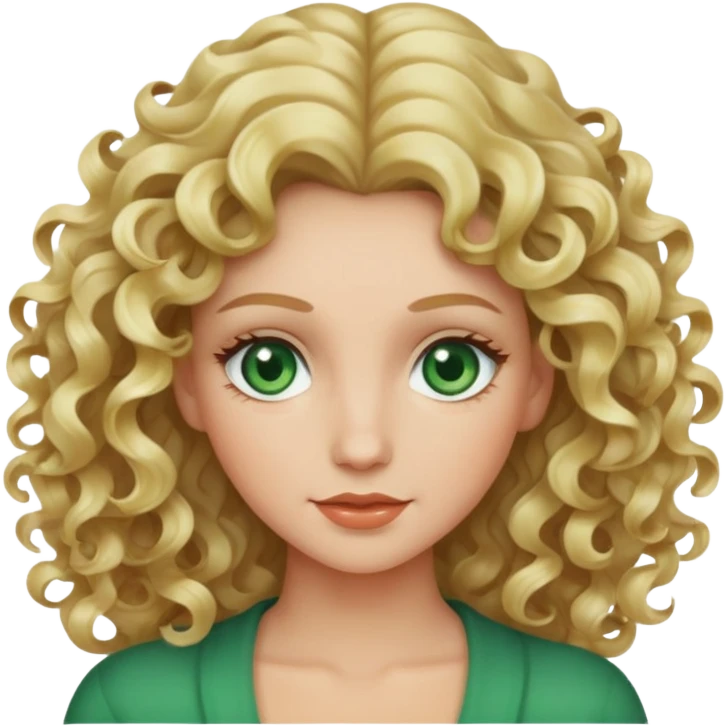 woman with blonde 2c wavy curls and green eyes emoji