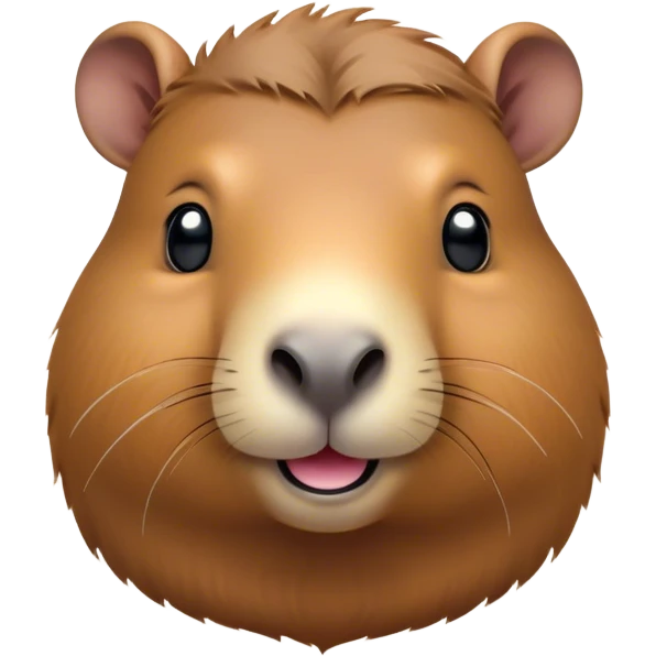 Cinematic Cute Capybara Portrait Emoji, Head tilted playfully and inquisitively, with a delightfully fluffy, rounded form and a characteristically large, flat capybara head featuring a short snout and small ears, accentuated by soft, inviting fur and round, sparkling eyes full of charm, Simplified yet irresistibly adorable features, highly detailed, glowing with a warm, friendly glow, high shine, affectionate and lively, stylized with a touch of whimsical cuteness, soft glowing outline, capturing the essence of a mischievous yet loving capybara that feels like it could tumble out of the screen into your arms! emoji