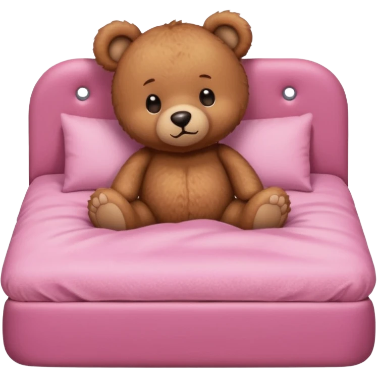 Cute Brown Teddy bear in pink bed emoji