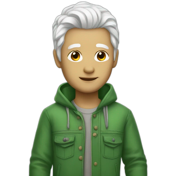 White hair green clothes emoji