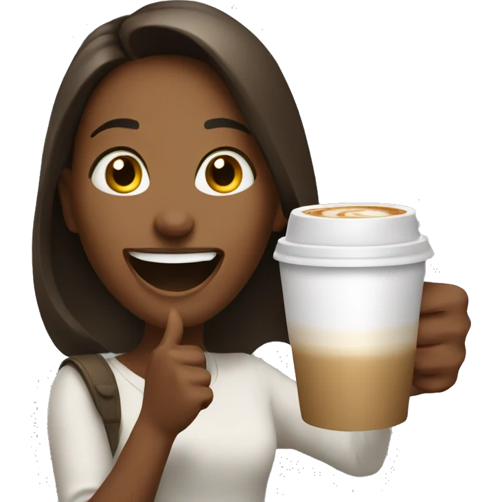 Excited girl with coffee  emoji