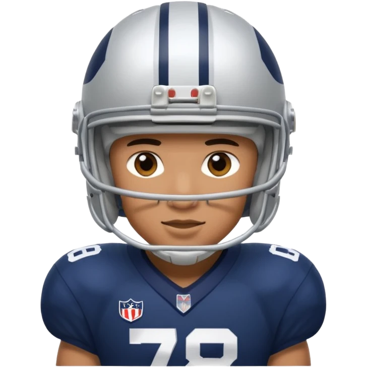 football player wearing white, silver, navy blue colors, and helmet should say 784 emoji