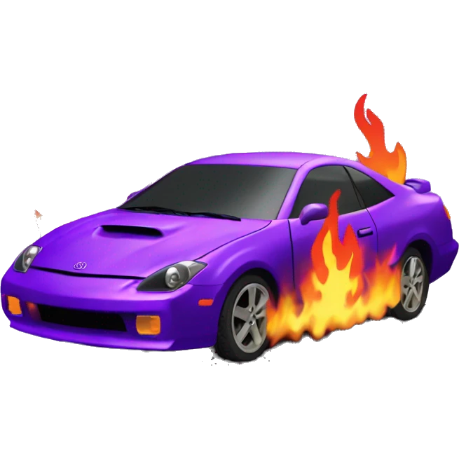 Purple Toyota celica on fire emoji