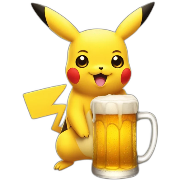 Pikachu with a beer emoji
