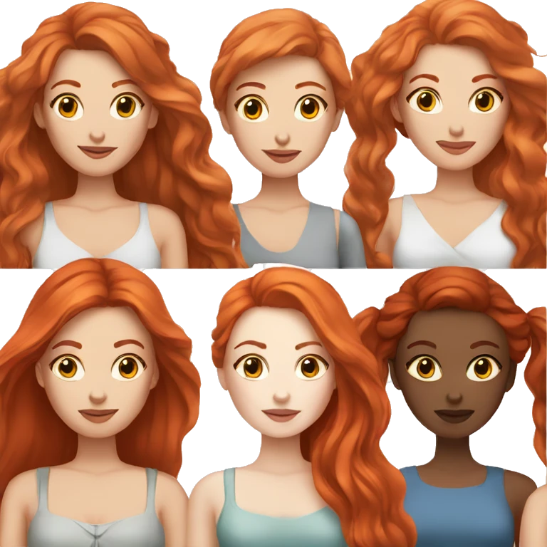 White skin,Women with long straight and real red hair and white skin emoji