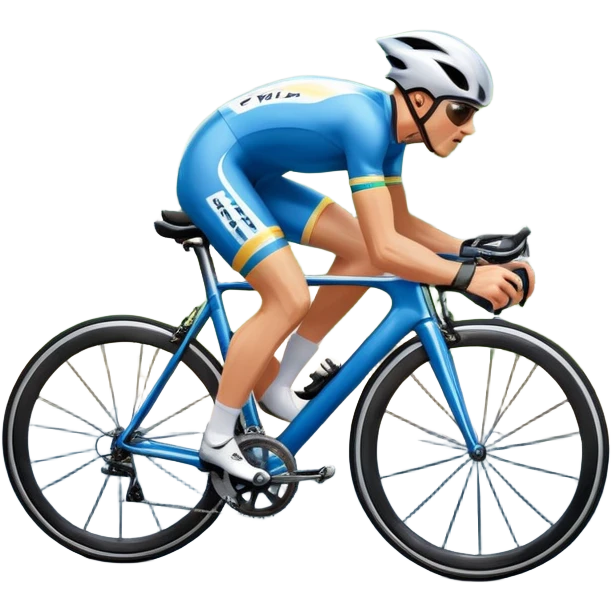 An icon featuring a sleek racing bicycle with aerodynamic wheels on a winding road. The background showcases a scenic mountain landscape, a bright blue sky, and a cheering crowd near the track. Transparent background emphasizes the speed, endurance, and thrill of cycling. emoji
