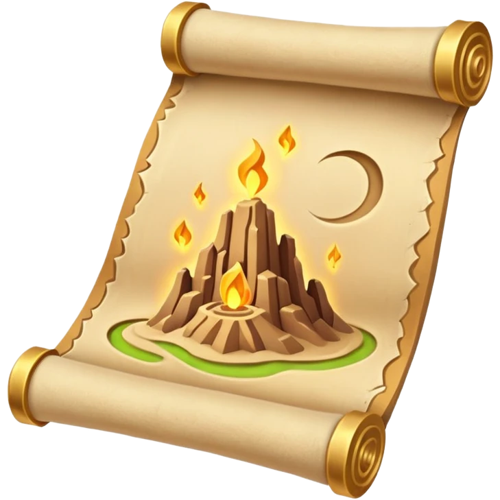 desert magic scroll object icon, ancient parchment with glowing sand symbols, sand dust floating, fantasy desert artifact, 3D cartoon, mobile game icon style, centered, clean background, no text, no watermark
 emoji
