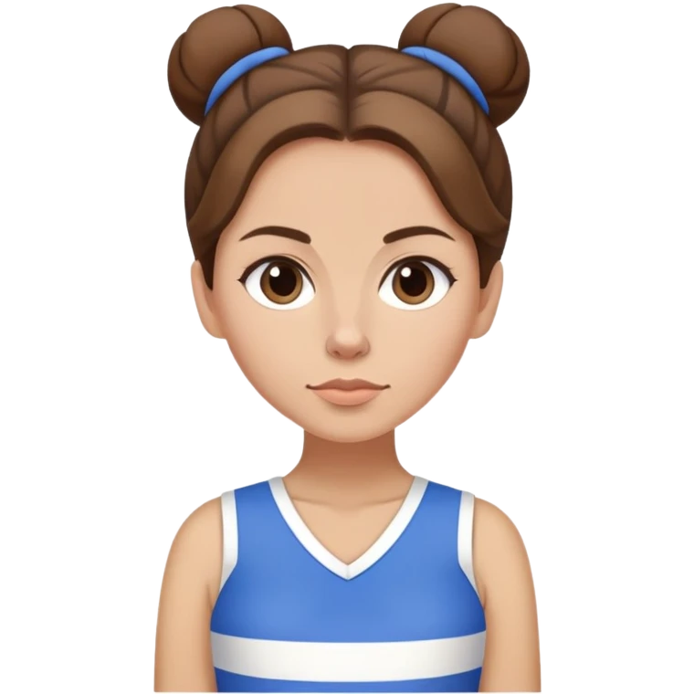 Sophie Poyet cheveux brun en chignon mini jupe bleue et blanc emoji