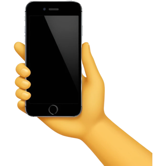 one hand showing iphone with black screen, only hand and phone emoji