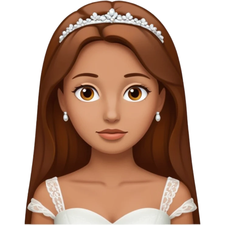 White tanned skin bride with brown hair with a chin on her face emoji