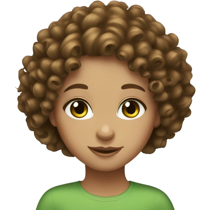 brown curly hair and green eyes girl emoji