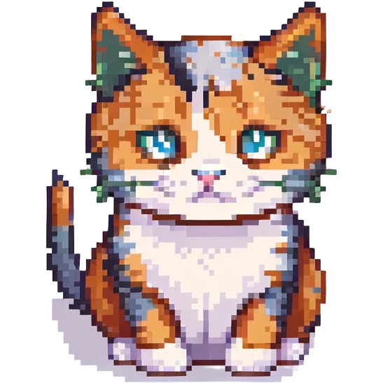 pixel art playful calico cat emoji