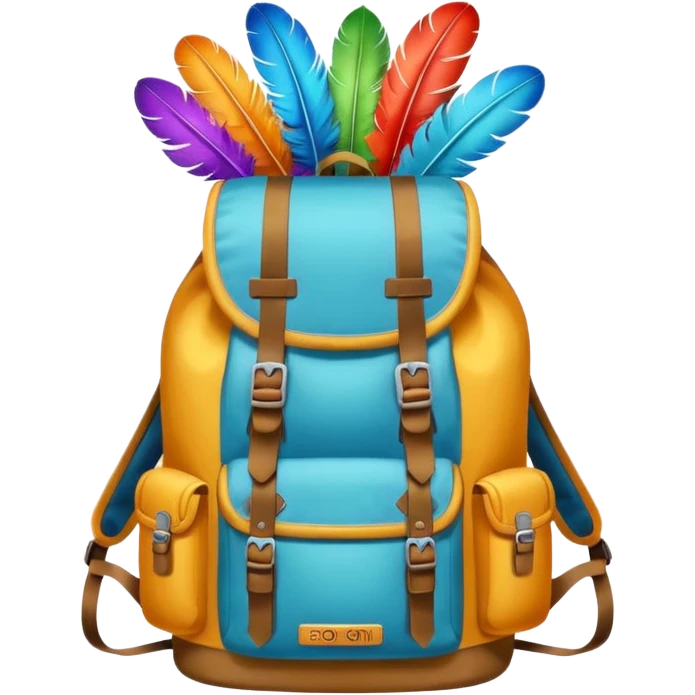 hiking backpack with feathers emoji
