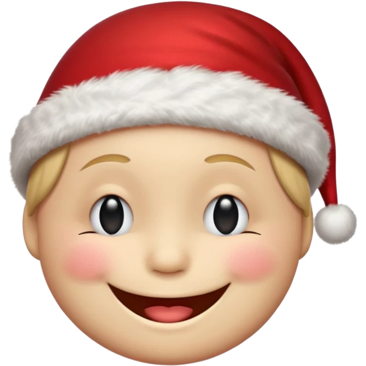 Smiley face smiles with closed eyes in a red Christmas hat emoji