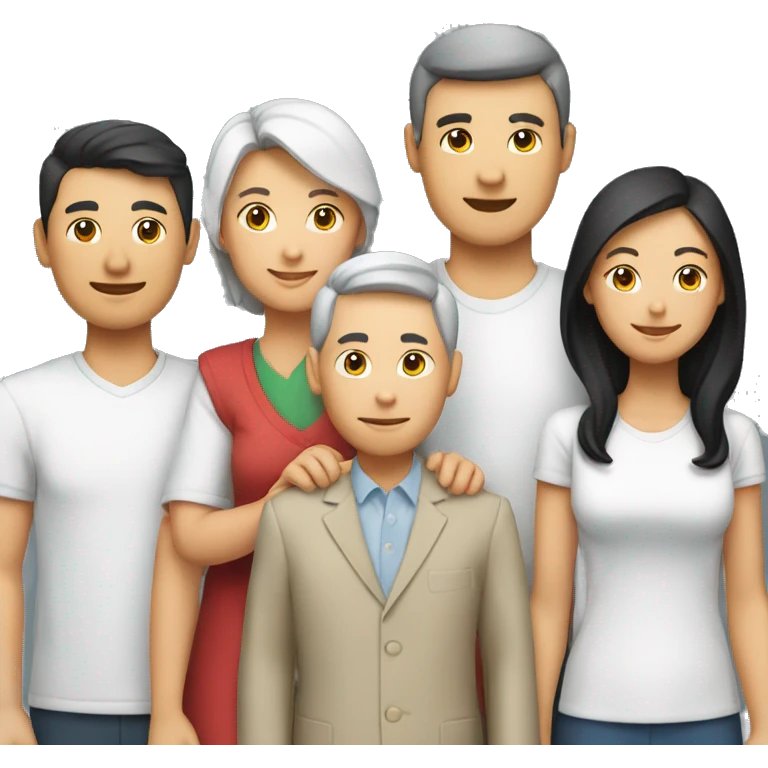 Family 6 people. White mother, asian father emoji