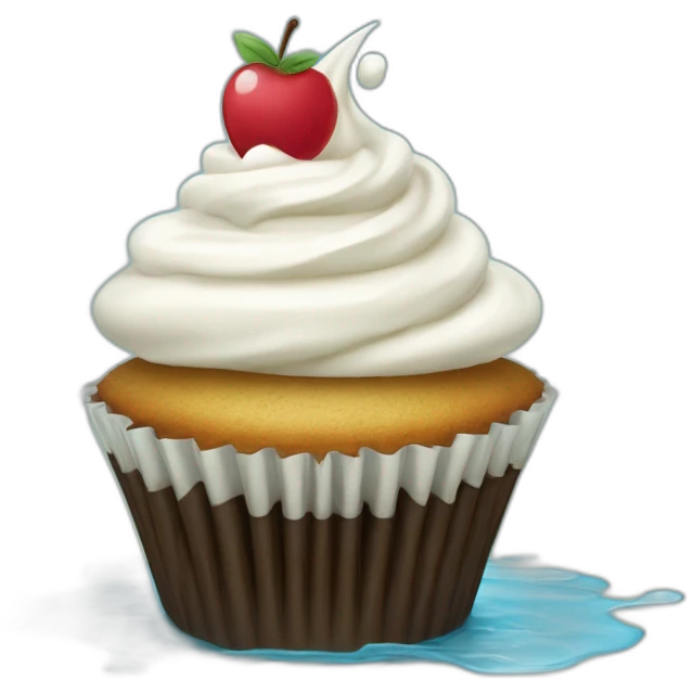 Un cupcake avec un verre d'eau au-dessus emoji
