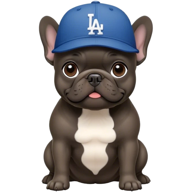 Black French bull dog with dodger hat  emoji