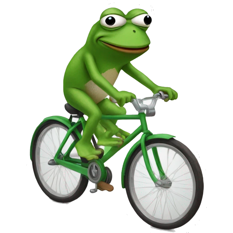 Pepe frog riding a bike emoji