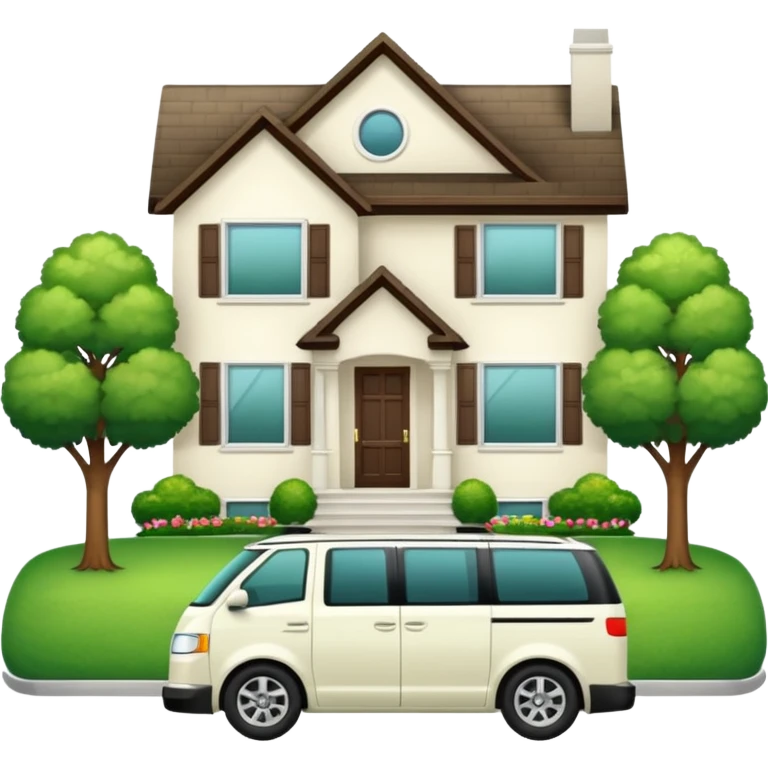 suburban house with minivan emoji