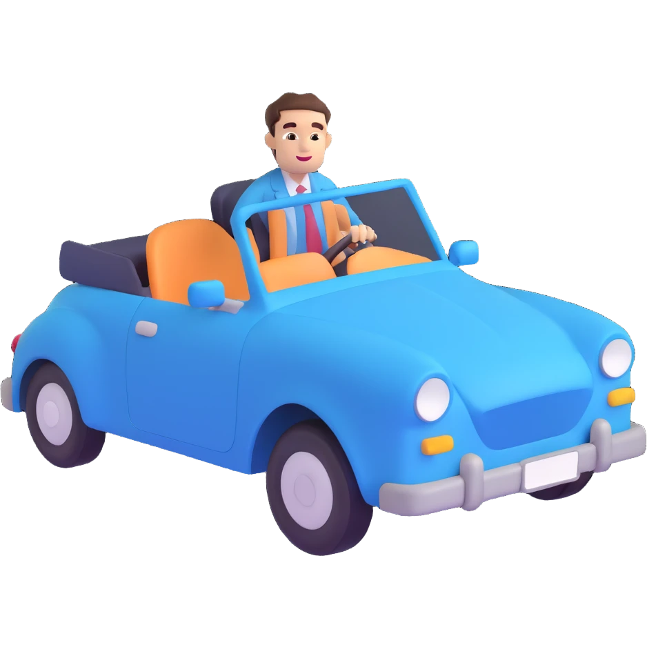 Accountant in blue car drive to Lipetsk emoji