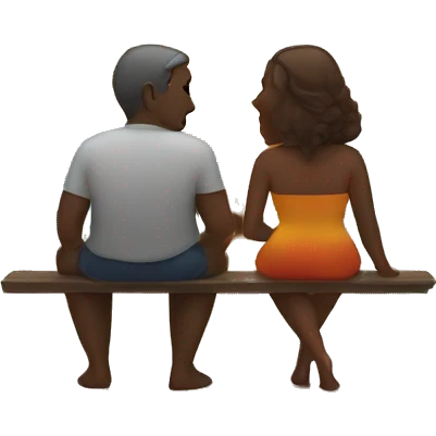 a man and women watching sunset in a beach emoji