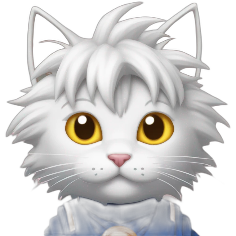 cute cat with big eyes and the hair of goku form dragon ball z serie goku-cat emoji