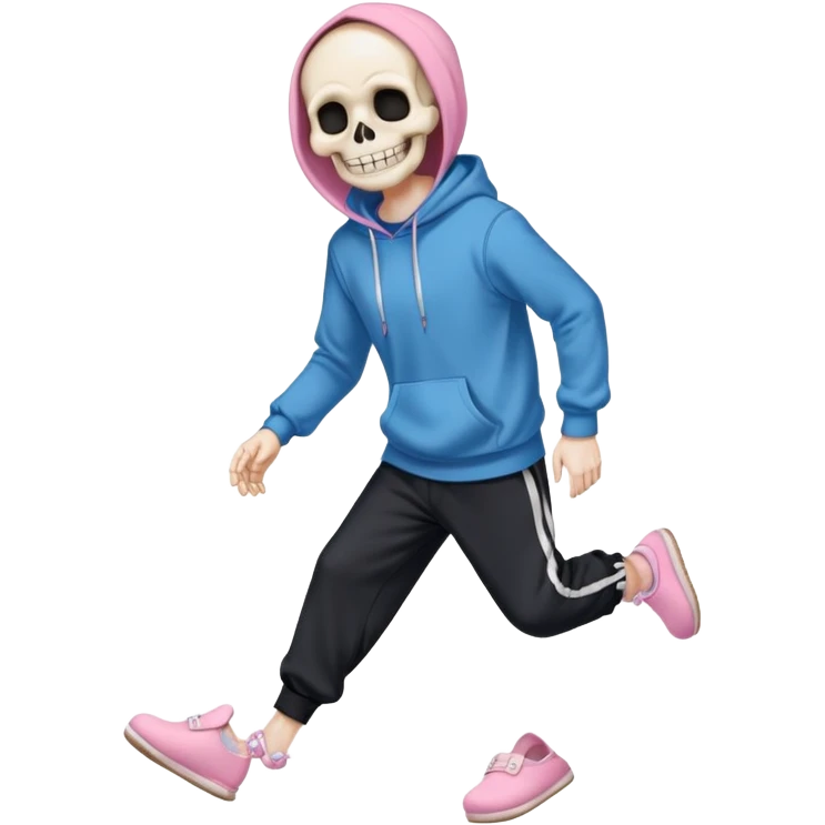 Sans The Skeleton, Blue Hoodie, Grin, Pink Slippers, Black Jogging Pants emoji