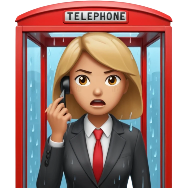 Telephone booth with angry woman inside emoji