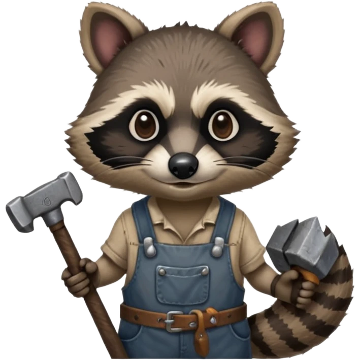 dirty blacksmith racoon holding hammer emoji