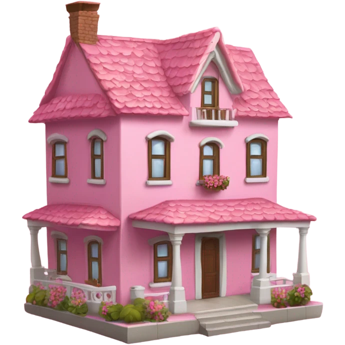 Casa de jengibre con toques rosas emoji