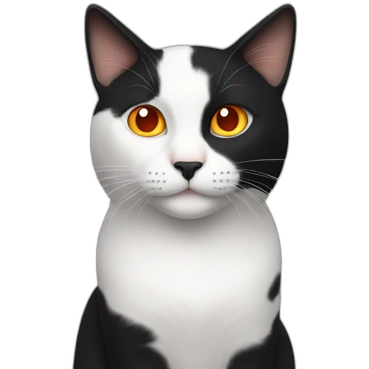 black and white cat with orange cat emoji