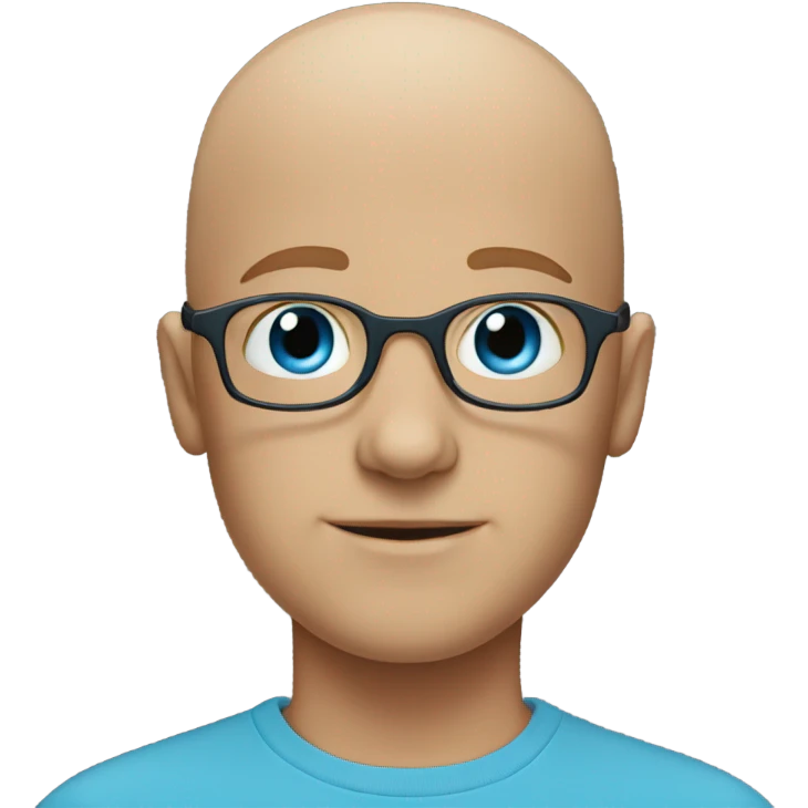 Blue-eyed bald boy with glasses emoji