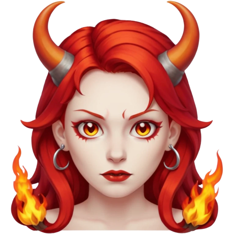 fire hair deamon woman emoji