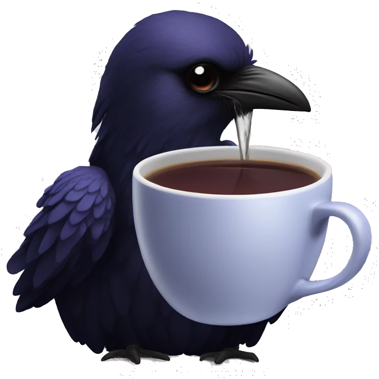 Make a raven sipping tea emoji