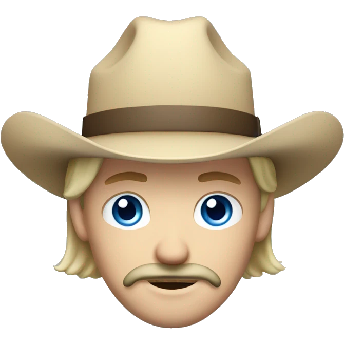 Australian person, blonde with mustache, blue eyes and hat cowboy emoji