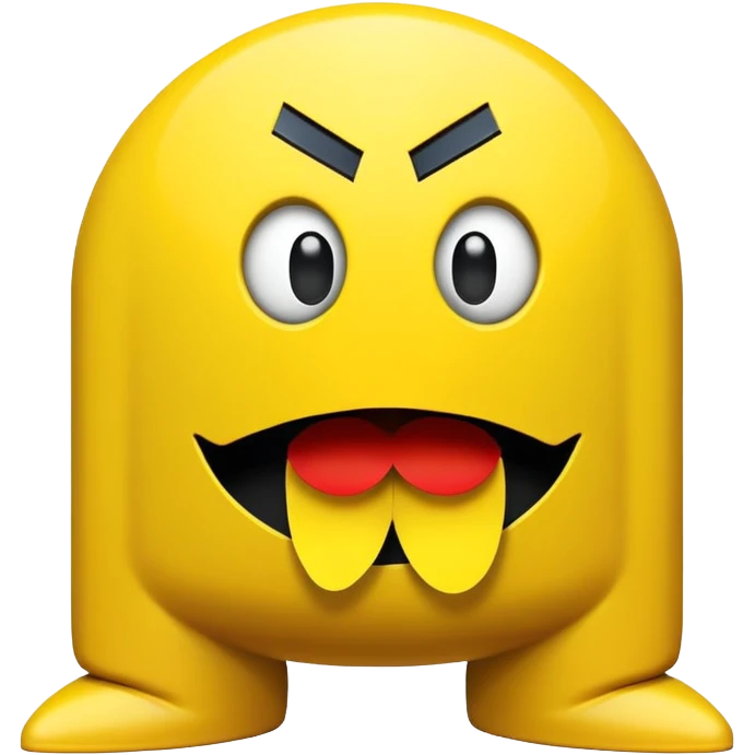 Classic Pacman side view, yellow circle with triangular mouth opening, no limbs, pure arcade style emoji