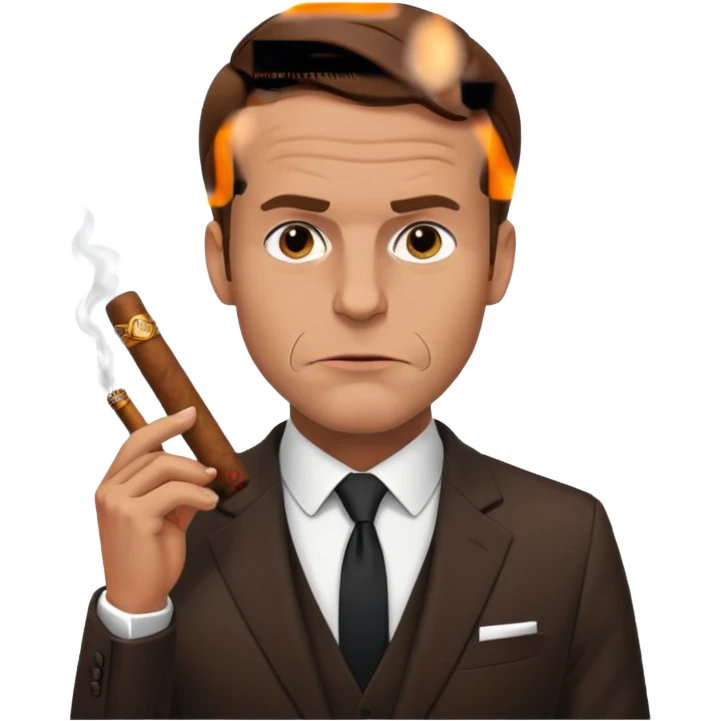 Macron avec un cigare à la bouche emoji