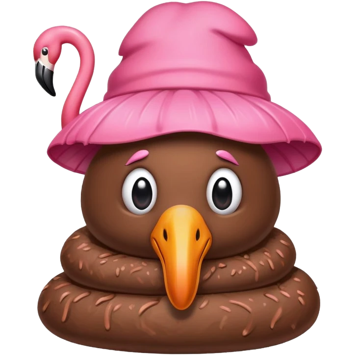 Poop wearing a flamingo hat emoji