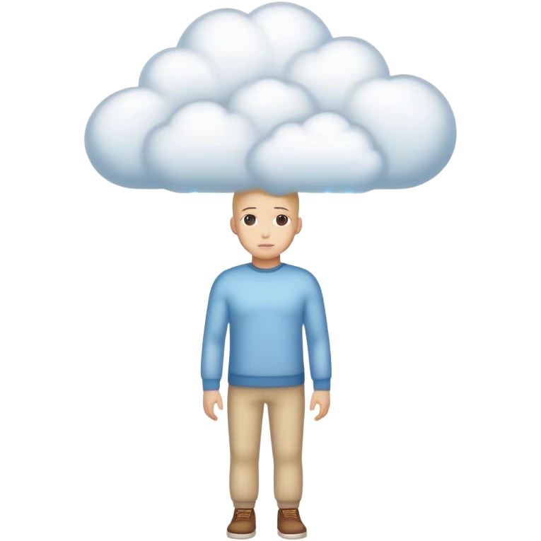 a full body person who head is replaced fully with a dream cloud emoji
